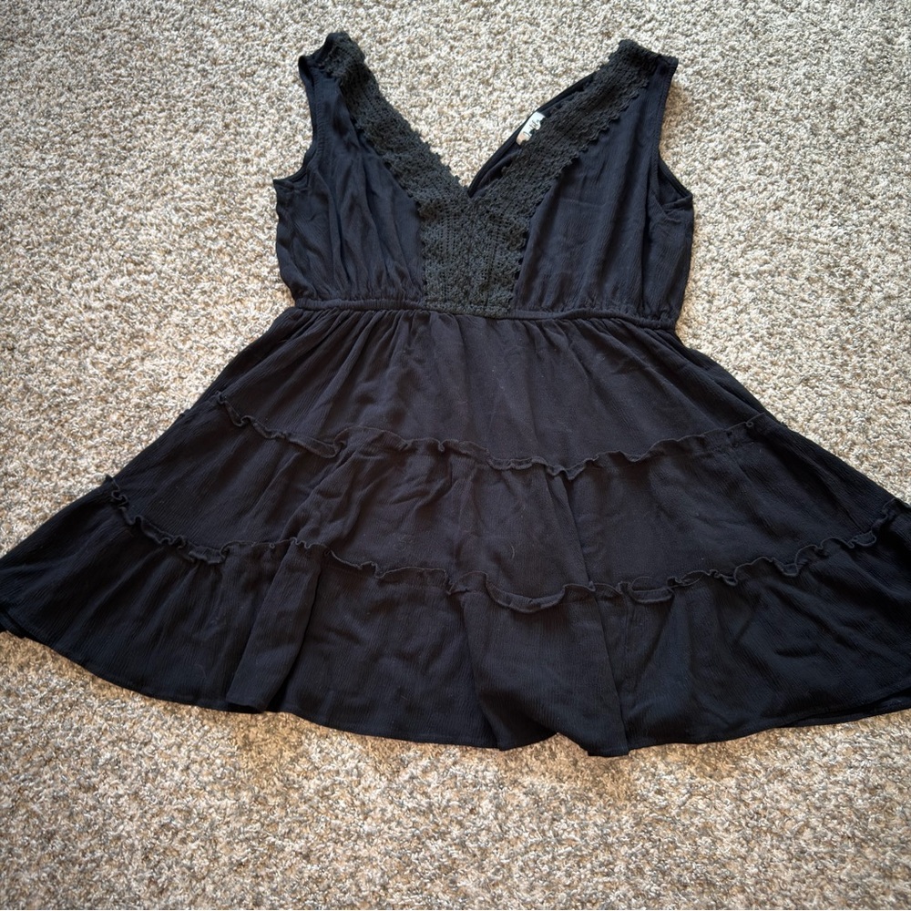 Justify Black Dress with Lace Accent